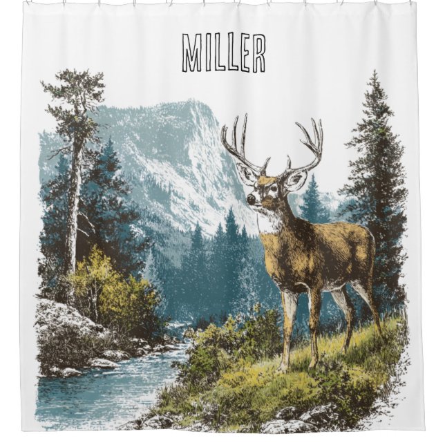 Deer Nature Shower Curtain Duschvorhang (Vorderseite)