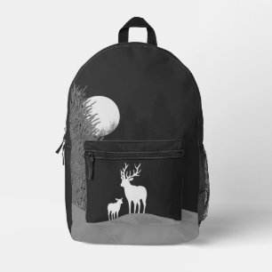 Deer on Moon Lit Hill Bedruckter Rucksack