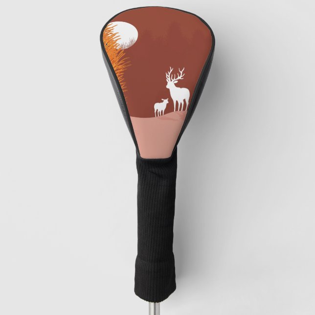 Deer on Moon Lit Hill Golf Headcover (Vorderseite)