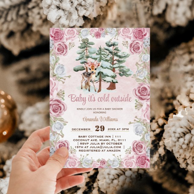 Deer Pink Baby Girl Dusche Einladung (Von Creator hochgeladen)