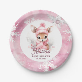 Deer Pink Winter Hat Scarf Individuelle Name Girl Pappteller