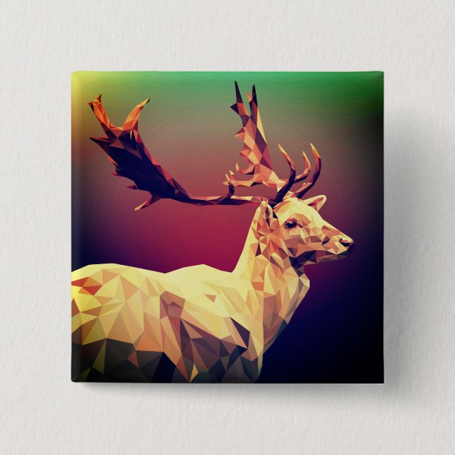 Deer Polygon Design Button (Vorderseite)