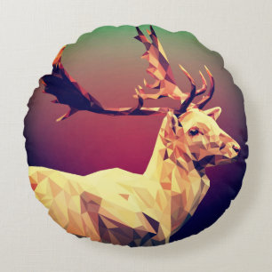 Deer Polygon Design Rundes Kissen