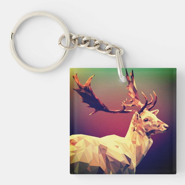 Deer Polygon Design Schlüsselanhänger (Vorderseite)