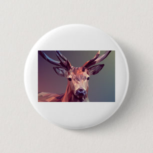 Deer Polygons Art Design Graphic Animal Stag Button