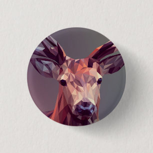 Deer Polygons Art Design Graphic Animal Stag Postc Button