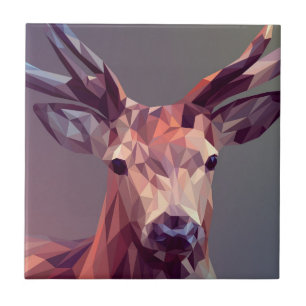 Deer Polygons Art Design Graphic Animal Stag Postc Fliese