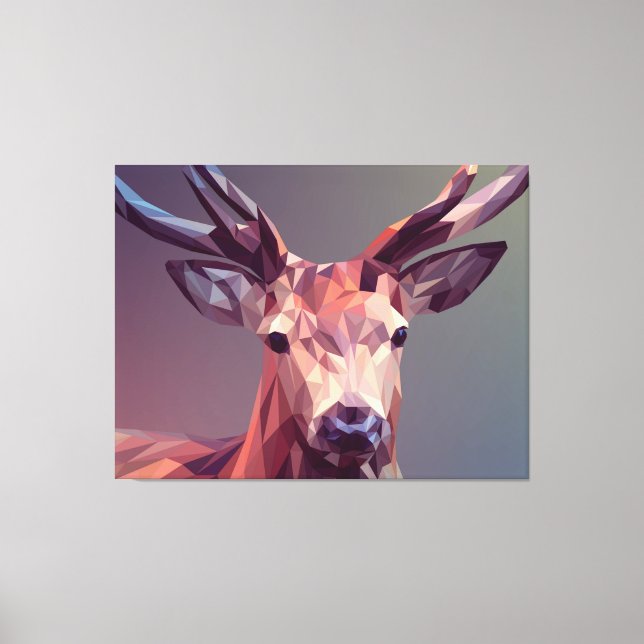 Deer Polygons Art Design Graphic Animal Stag Postc Leinwanddruck (Vorderseite)