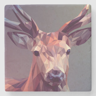 Deer Polygons Art Design Graphic Animal Stag Postc Steinuntersetzer