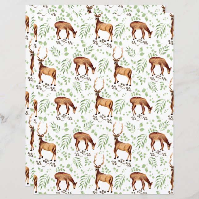 Deer Scrapbook Paper (Vorne/Hinten)
