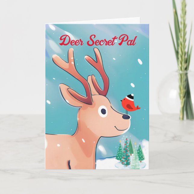 Deer Secret Pal Weihnachtsjause Hirsch im Schnee Karte (Vorderseite)