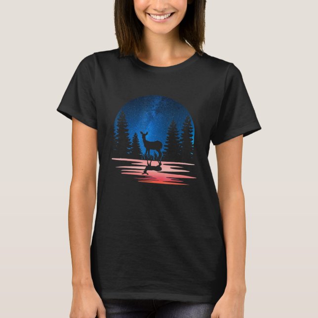 deer Silhouette Animal With Forest Cute deer   T-Shirt (Vorderseite)