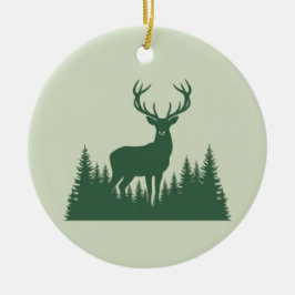 Deer Silhouette Forest Minimalist Woodland  Keramik Ornament