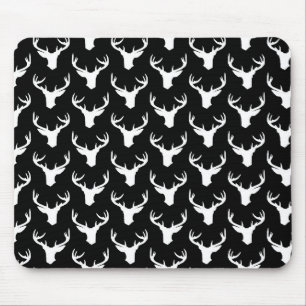 Deer Silhouettes Print Pattern Deer Antlers Art Mousepad