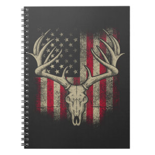 Deer Skull Hunter Amerikanische Flagge Hirschjagd  Notizblock