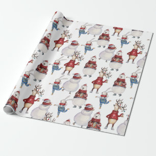 Deer Snowman Rabbit Bär Weihnachtsgeschenk Geschenkpapier
