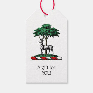 Deer Stag by Tree Heraldic Wappen Emblem Geschenkanhänger