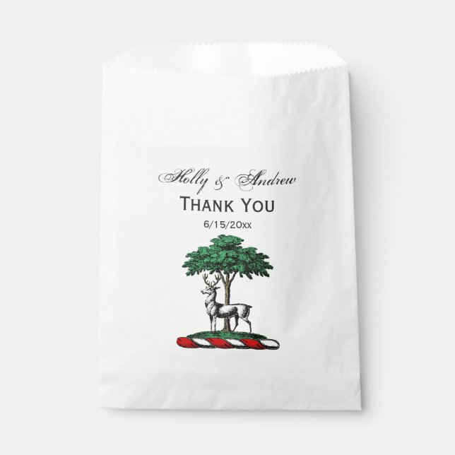Deer Stag by Tree Heraldic Wappen Emblem Geschenktütchen (Vorderseite)