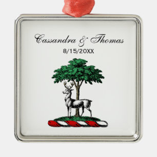 Deer Stag by Tree Heraldic Wappen Emblem Ornament Aus Metall