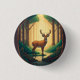 Deer standing by a stream in a forest button