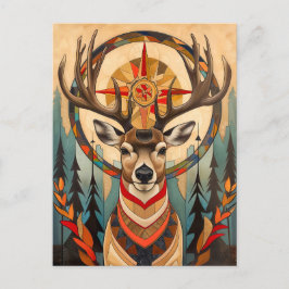 Deer Totem – Graceful Art Deco Spirit Postkarte