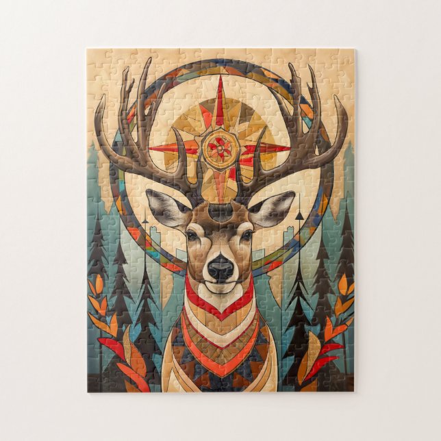Deer Totem – Graceful Art Deco Spirit Puzzle (Vertikal)