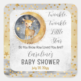 Deer Twinkle Twinkle Little Star Baby Dusche Quadratischer Aufkleber