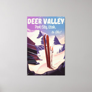 Deer Valley, Park City, Utah, Skireiseplakat. Leinwanddruck