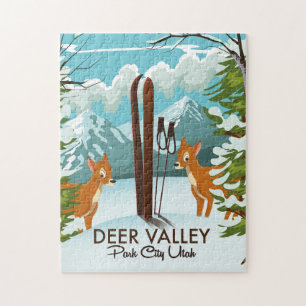 Deer Valley Park City Utah Skireiseplakat Puzzle
