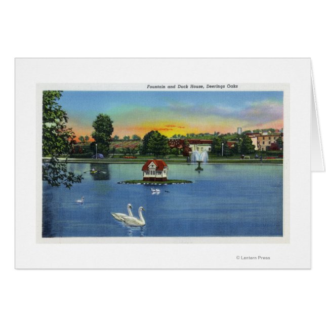 Deering Oaks Fotain und Duck House View (Vorderseite (Horizontal))
