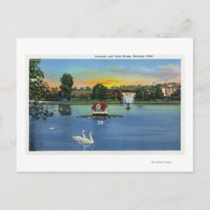 Deering Oaks Fotain und Duck House View Postkarte