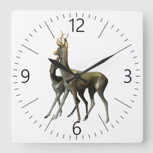 Deers in love quadratische wanduhr