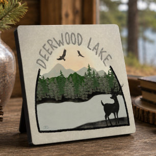 Deerwood Lake Hirsch Inspirationsschild Fotoplatte