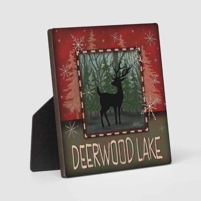 Deerwood Lake Rustic Despirivity Plaque Fotoplatte (Vorderseite)