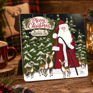 Deerwood Lake Weihnachtsmann Weihnachten Fotoplatte