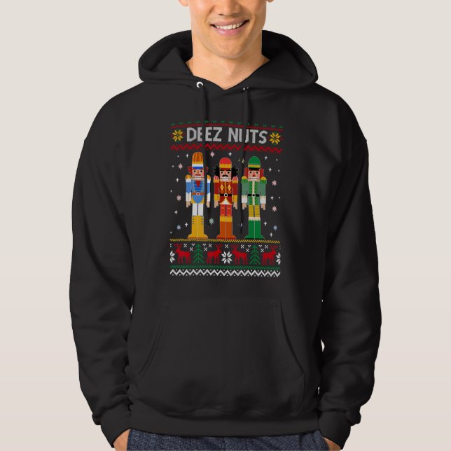 Deez Nuts hässlicher Weihnachtspullover  Xmas Nuss Hoodie (Vorderseite)