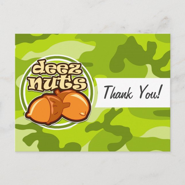 Deez Nuts; hellgrüne Camouflage, Tarnung Postkarte (Vorderseite)