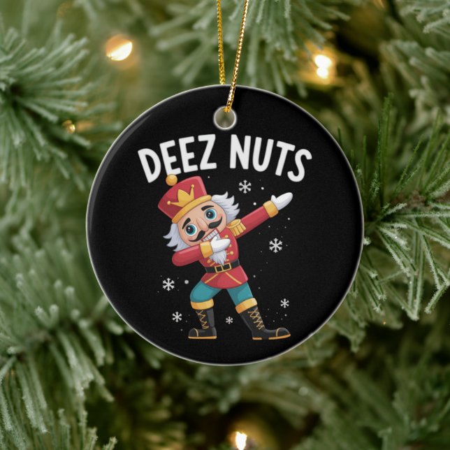Deez Nuts Nutcracker Nut Funny Christmas  Keramik Ornament (Baum)