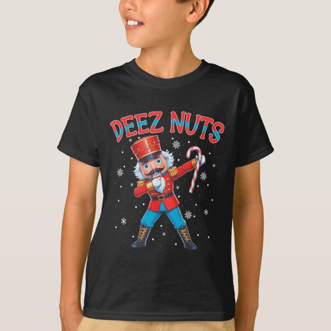 Deez Nuts Nutcracker Nut Funny WeihnachtsWeihnacht T-Shirt (Vorderseite)