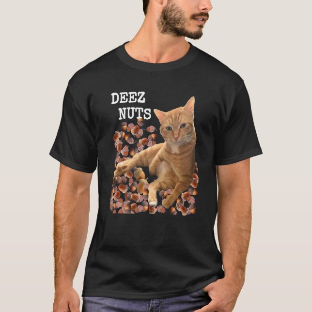 DEEZ NUTS-Witz mit Katze und Eicheln Premium T-Shirt (Vorderseite)