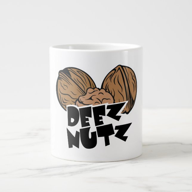 Deez Nutz Funny Illustration Jumbo-Tasse (Vorderseite)