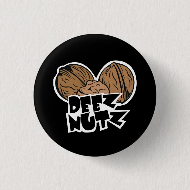 Deez Nutz lustige Illustration Button (Vorderseite)