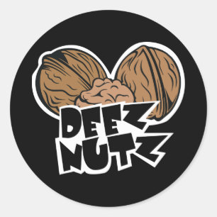 Deez Nutz lustige Illustration Runder Aufkleber
