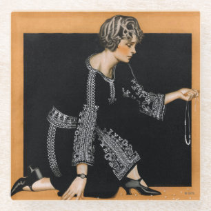 Defekte Perlen-Halskette Glasuntersetzer