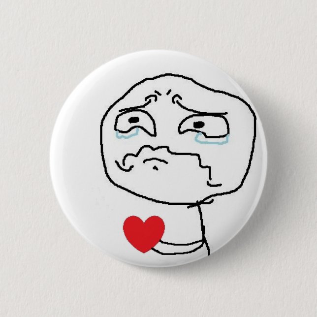 Defektes Herz-Comic-Gesicht Button (Vorderseite)