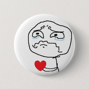 Defektes Herz-Comic-Gesicht Button