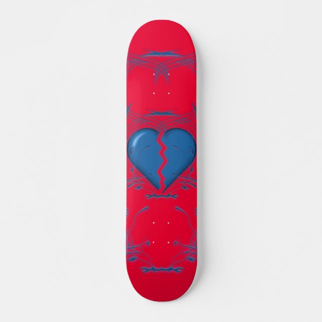 Defektes Herz/Stammes- Skateboard (rot u. blau) (Vorne)