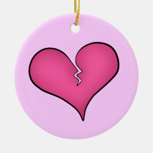 Defektes rosa Herz AntiValentinstag Keramikornament