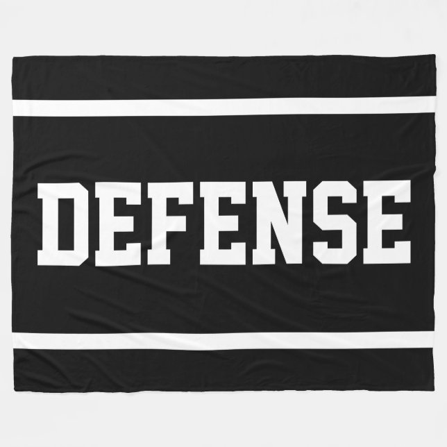 DEFENSE Athletic White Text Stripes On Bold Black Fleecedecke (Vorderseite (Horizontal))