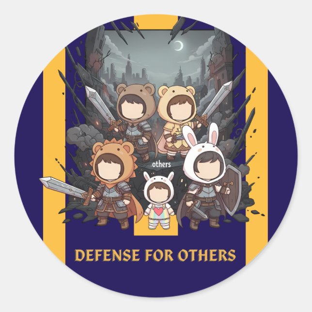 Defense for Others - Little Guardians Runder Aufkleber (Vorderseite)